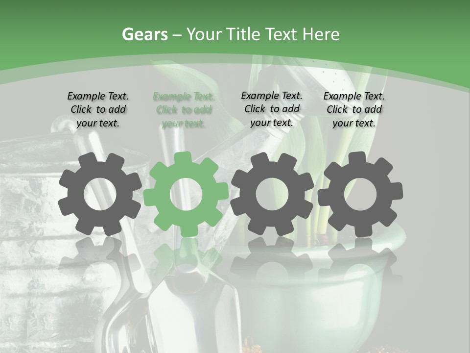 Gardening Tools With Flowering Bulbs In A Pot PowerPoint Template