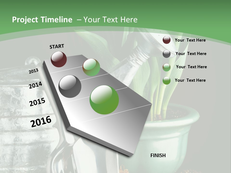 Gardening Tools With Flowering Bulbs In A Pot PowerPoint Template