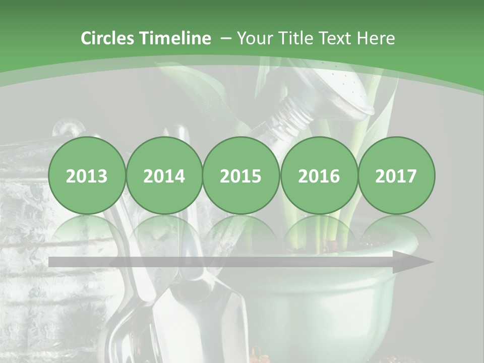 Gardening Tools With Flowering Bulbs In A Pot PowerPoint Template