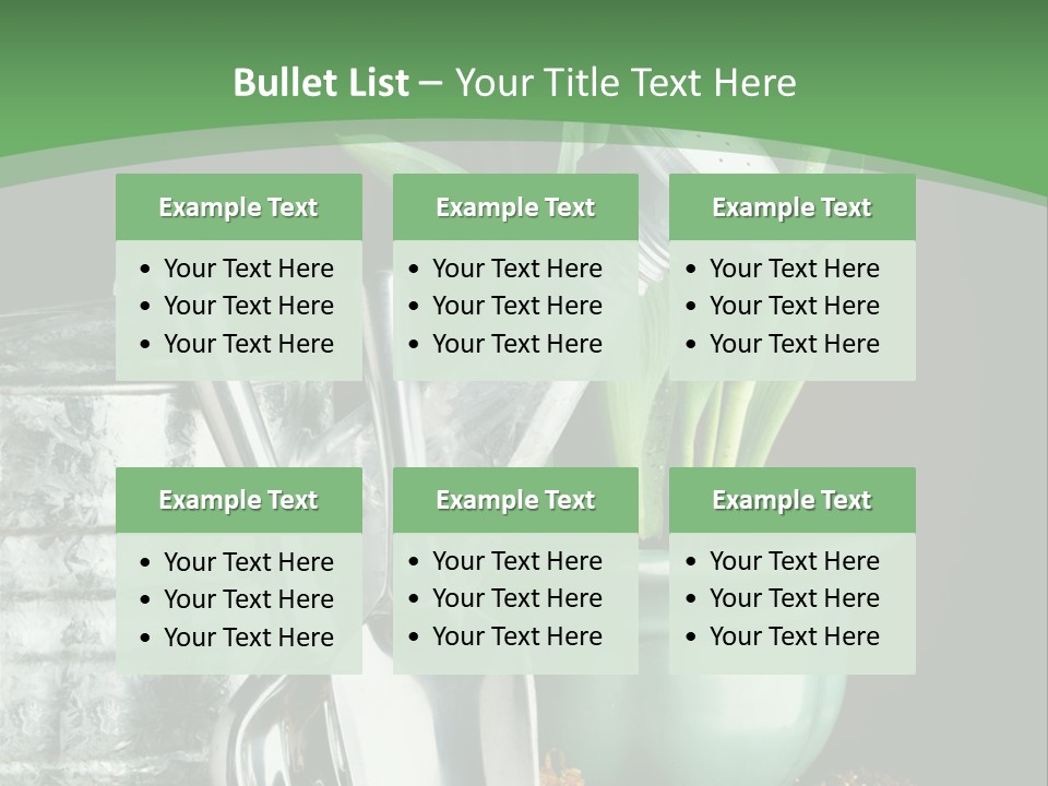 Gardening Tools With Flowering Bulbs In A Pot PowerPoint Template