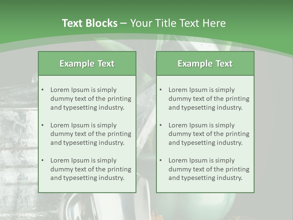 Gardening Tools With Flowering Bulbs In A Pot PowerPoint Template