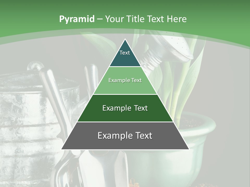 Gardening Tools With Flowering Bulbs In A Pot PowerPoint Template