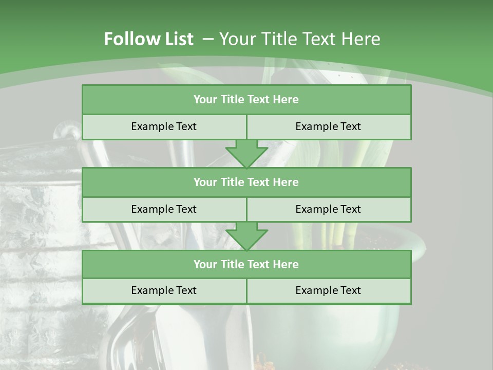 Gardening Tools With Flowering Bulbs In A Pot PowerPoint Template