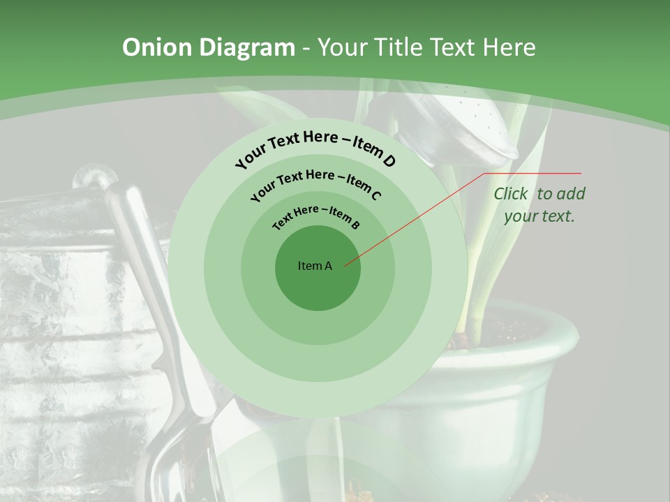 Gardening Tools With Flowering Bulbs In A Pot PowerPoint Template