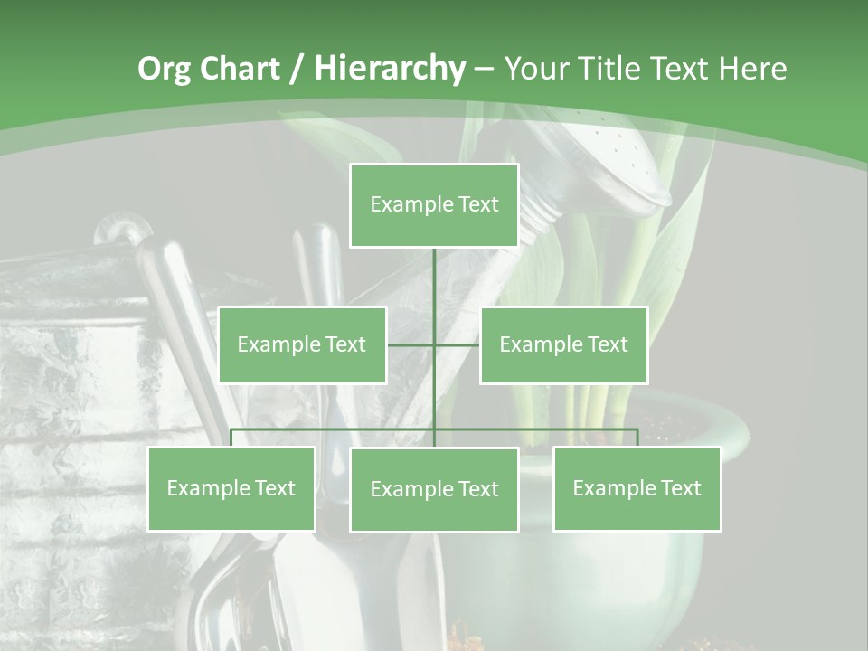 Gardening Tools With Flowering Bulbs In A Pot PowerPoint Template