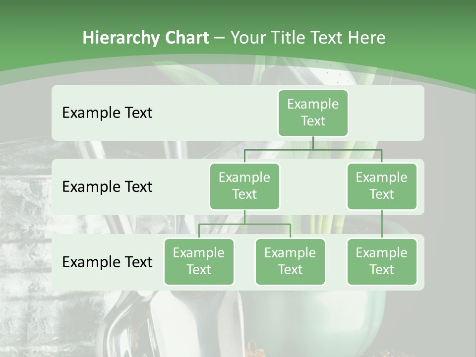Gardening Tools With Flowering Bulbs In A Pot PowerPoint Template