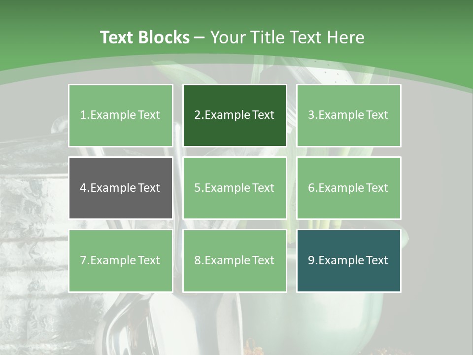 Gardening Tools With Flowering Bulbs In A Pot PowerPoint Template