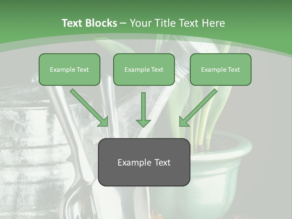 Gardening Tools With Flowering Bulbs In A Pot PowerPoint Template
