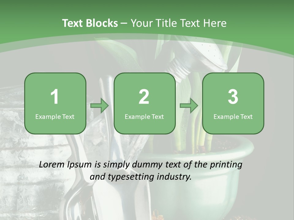 Gardening Tools With Flowering Bulbs In A Pot PowerPoint Template
