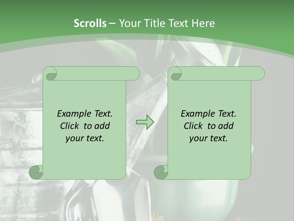 Gardening Tools With Flowering Bulbs In A Pot PowerPoint Template