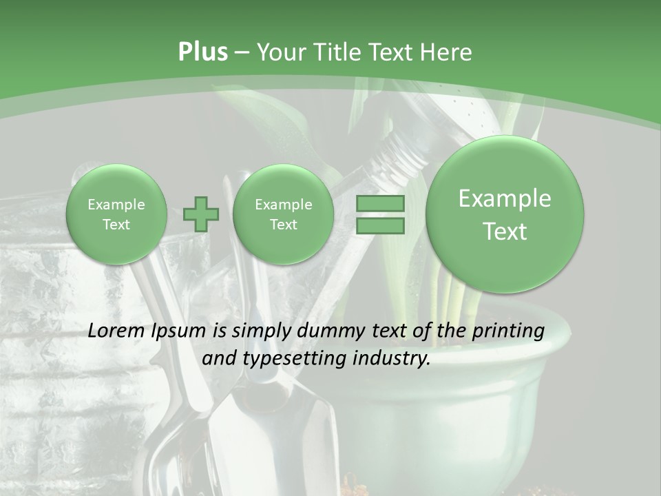 Gardening Tools With Flowering Bulbs In A Pot PowerPoint Template