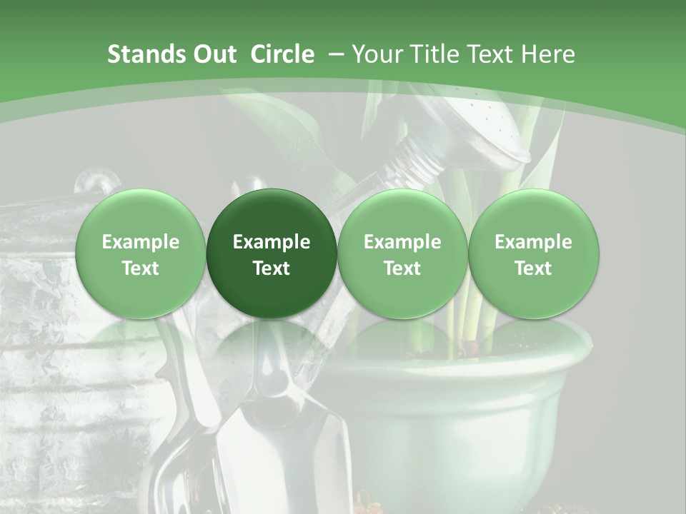 Gardening Tools With Flowering Bulbs In A Pot PowerPoint Template