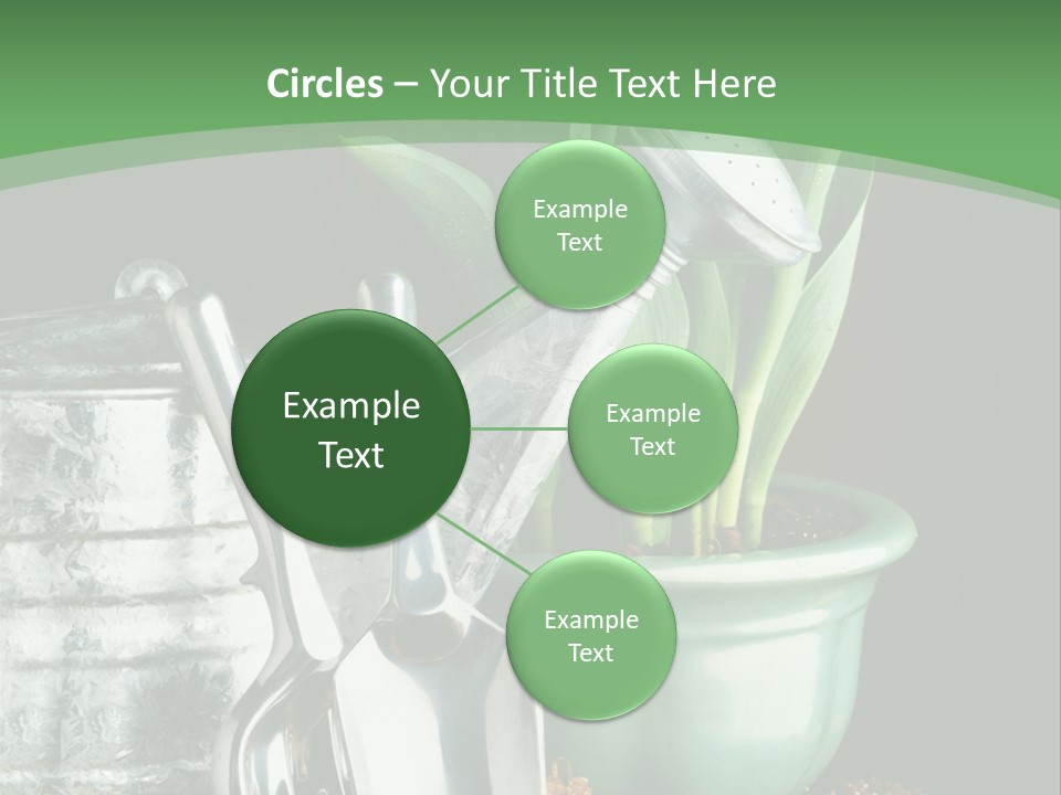 Gardening Tools With Flowering Bulbs In A Pot PowerPoint Template