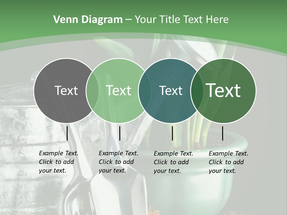 Gardening Tools With Flowering Bulbs In A Pot PowerPoint Template