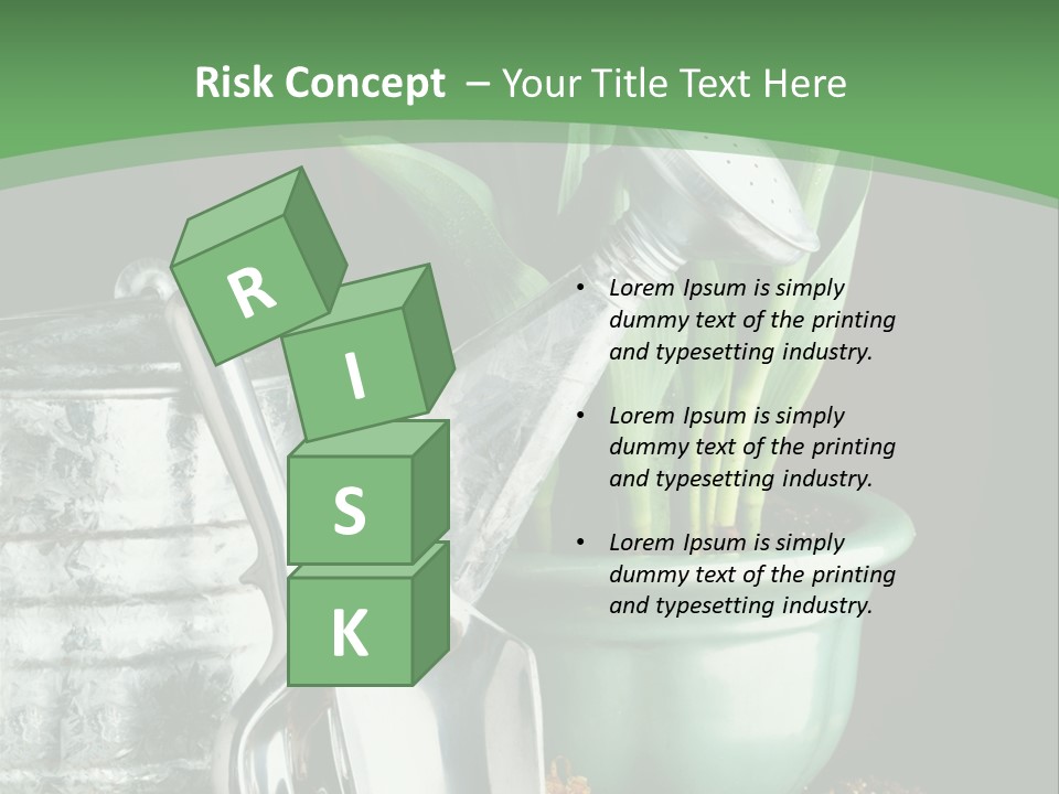 Gardening Tools With Flowering Bulbs In A Pot PowerPoint Template