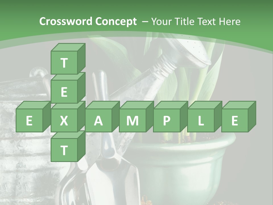 Gardening Tools With Flowering Bulbs In A Pot PowerPoint Template