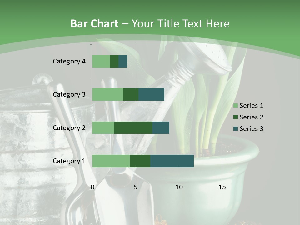 Gardening Tools With Flowering Bulbs In A Pot PowerPoint Template