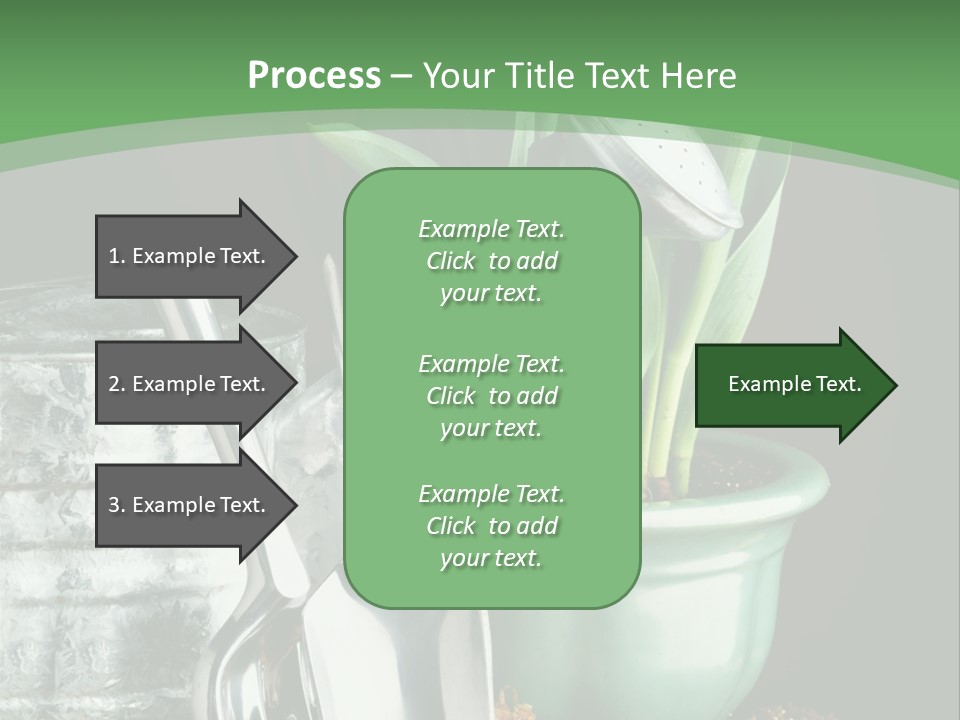 Gardening Tools With Flowering Bulbs In A Pot PowerPoint Template