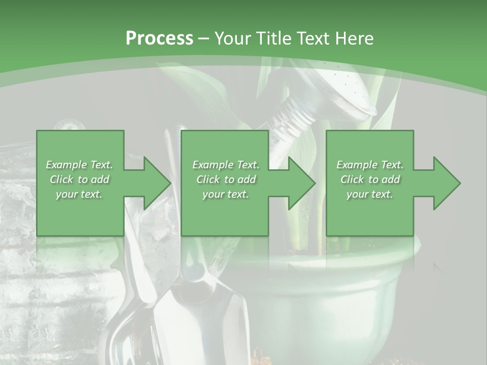 Gardening Tools With Flowering Bulbs In A Pot PowerPoint Template