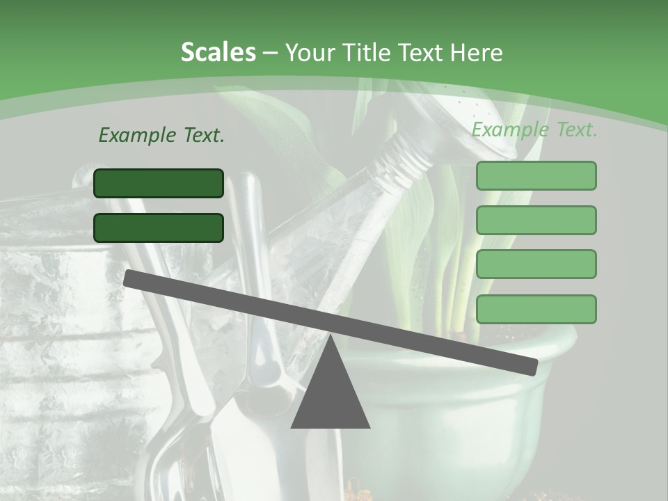 Gardening Tools With Flowering Bulbs In A Pot PowerPoint Template