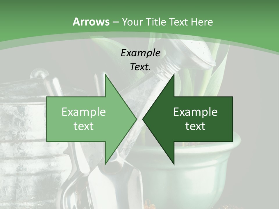 Gardening Tools With Flowering Bulbs In A Pot PowerPoint Template