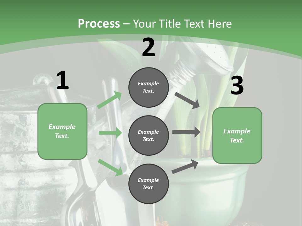 Gardening Tools With Flowering Bulbs In A Pot PowerPoint Template