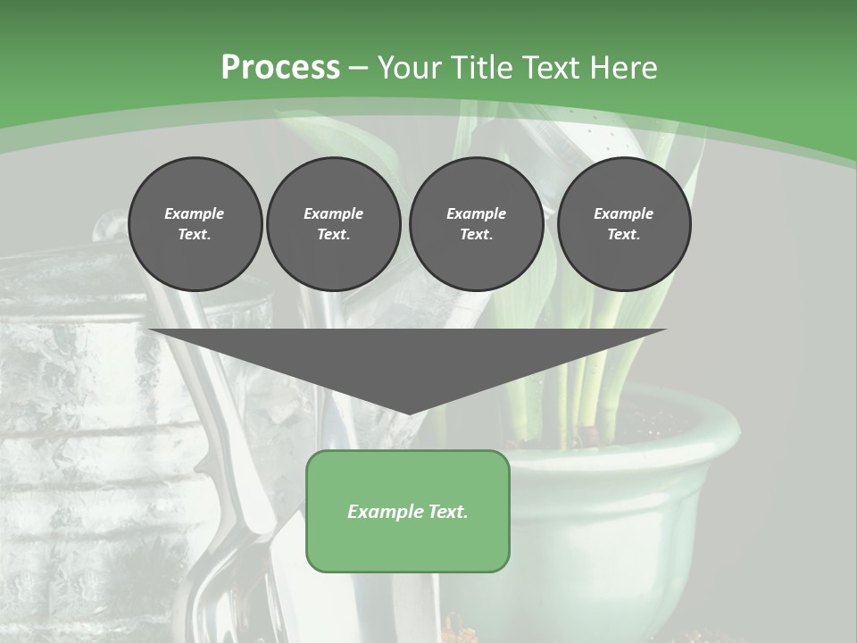 Gardening Tools With Flowering Bulbs In A Pot PowerPoint Template