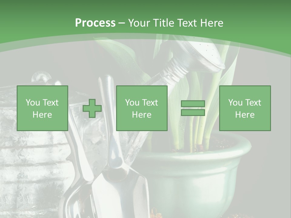 Gardening Tools With Flowering Bulbs In A Pot PowerPoint Template