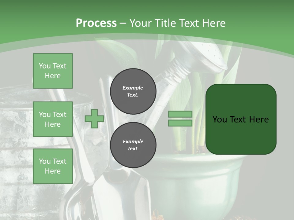 Gardening Tools With Flowering Bulbs In A Pot PowerPoint Template