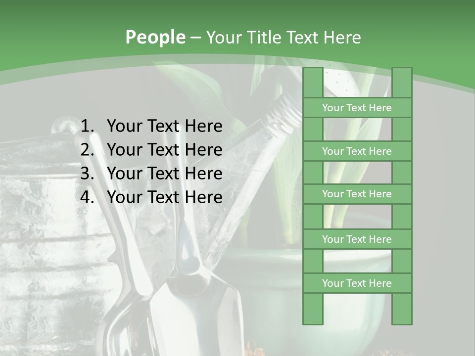 Gardening Tools With Flowering Bulbs In A Pot PowerPoint Template