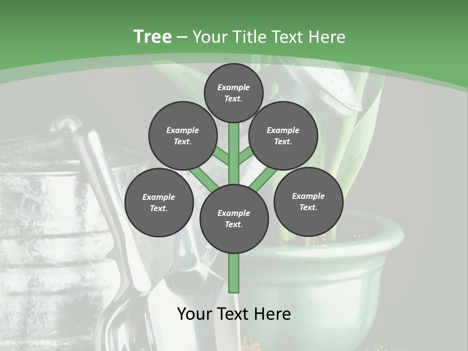 Gardening Tools With Flowering Bulbs In A Pot PowerPoint Template