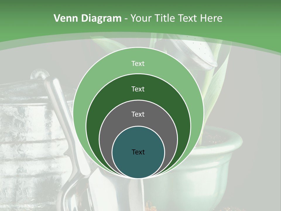 Gardening Tools With Flowering Bulbs In A Pot PowerPoint Template