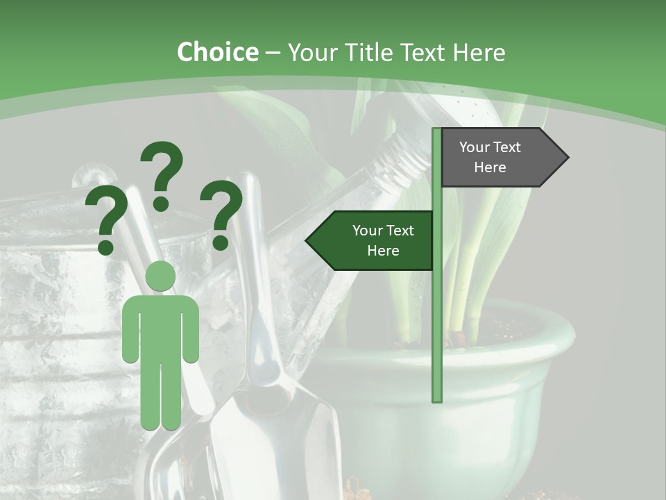 Gardening Tools With Flowering Bulbs In A Pot PowerPoint Template