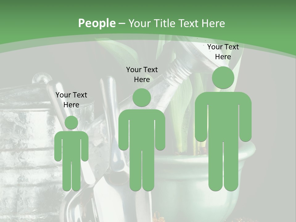 Gardening Tools With Flowering Bulbs In A Pot PowerPoint Template