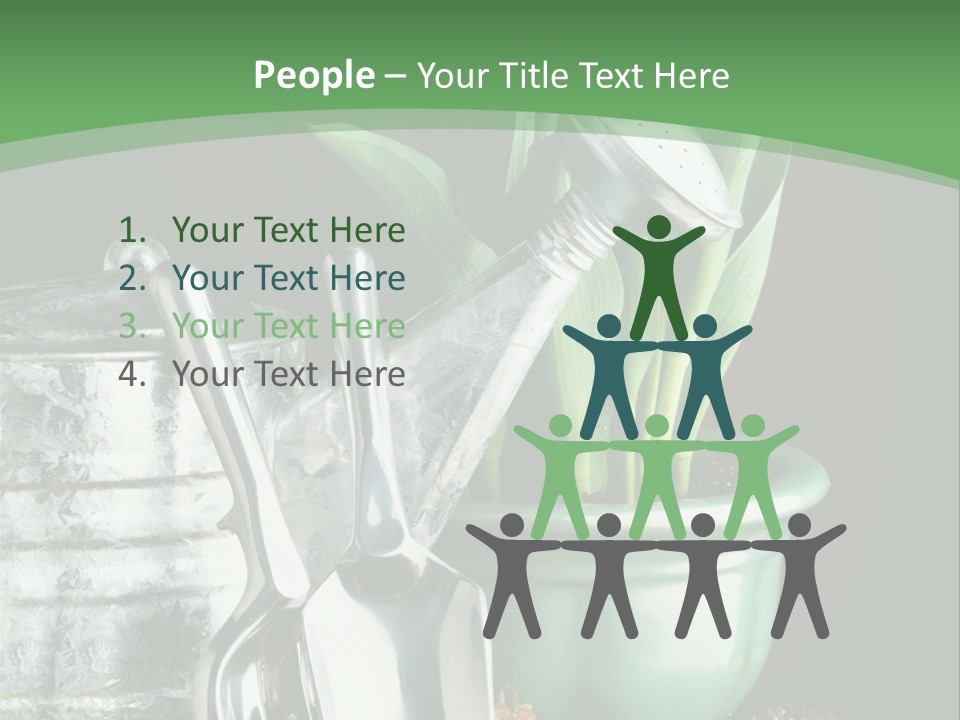 Gardening Tools With Flowering Bulbs In A Pot PowerPoint Template