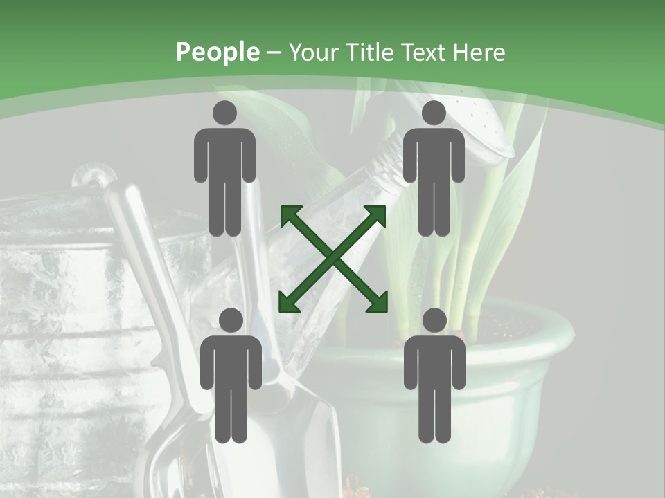 Gardening Tools With Flowering Bulbs In A Pot PowerPoint Template