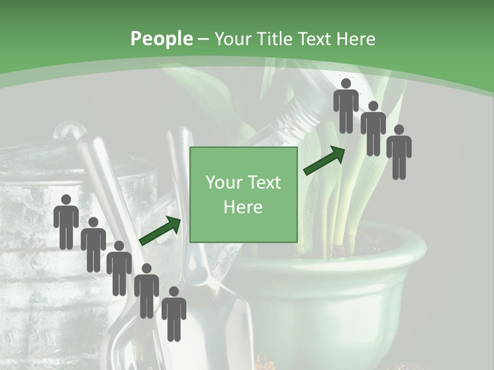 Gardening Tools With Flowering Bulbs In A Pot PowerPoint Template