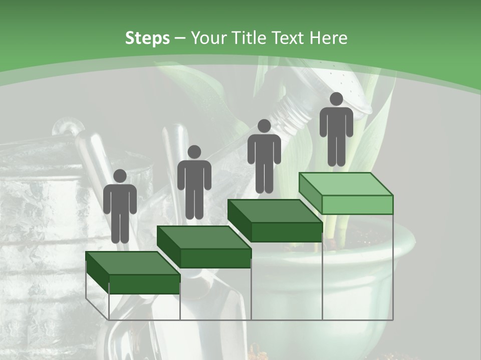 Gardening Tools With Flowering Bulbs In A Pot PowerPoint Template