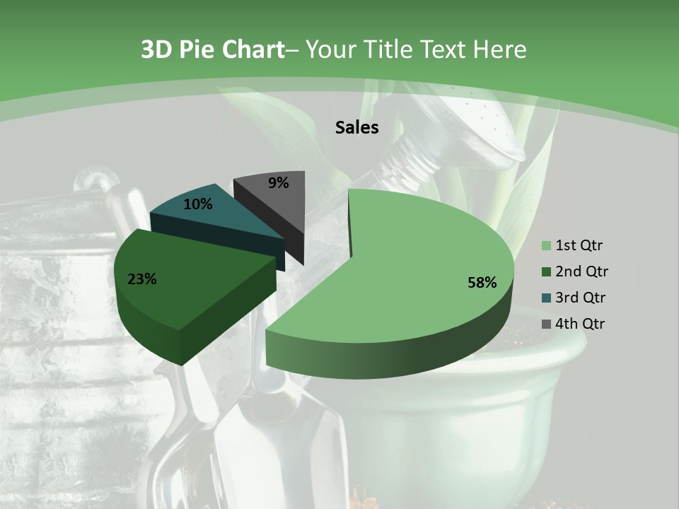 Gardening Tools With Flowering Bulbs In A Pot PowerPoint Template