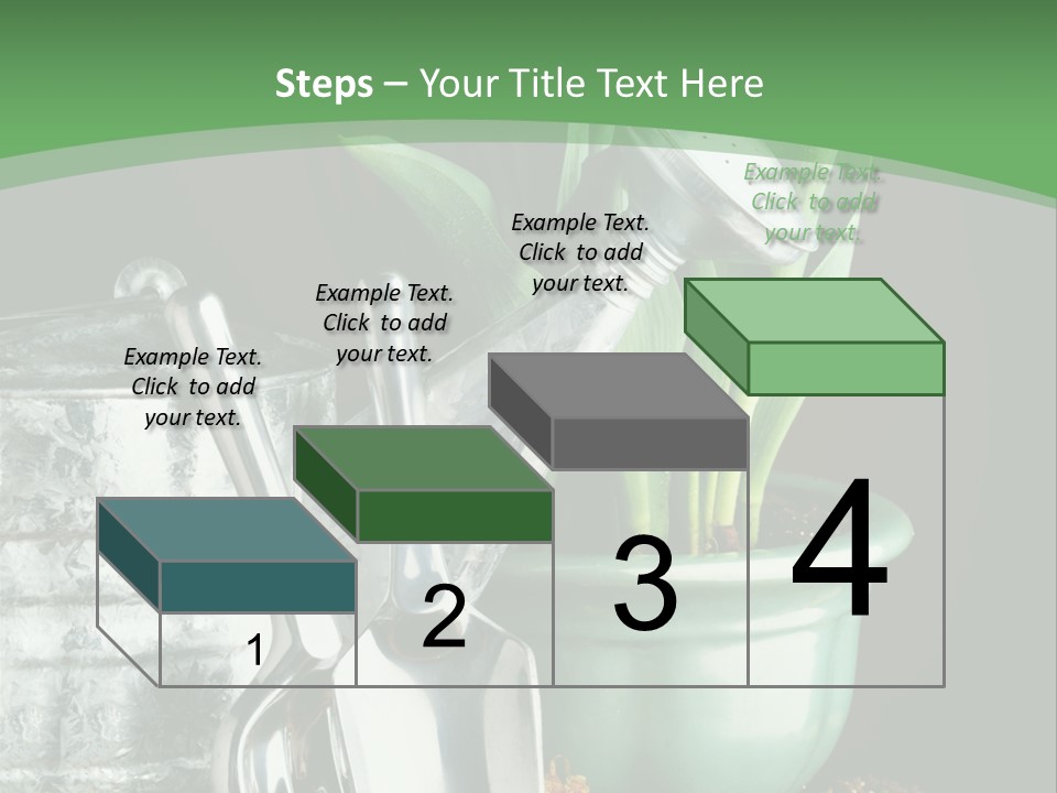 Gardening Tools With Flowering Bulbs In A Pot PowerPoint Template