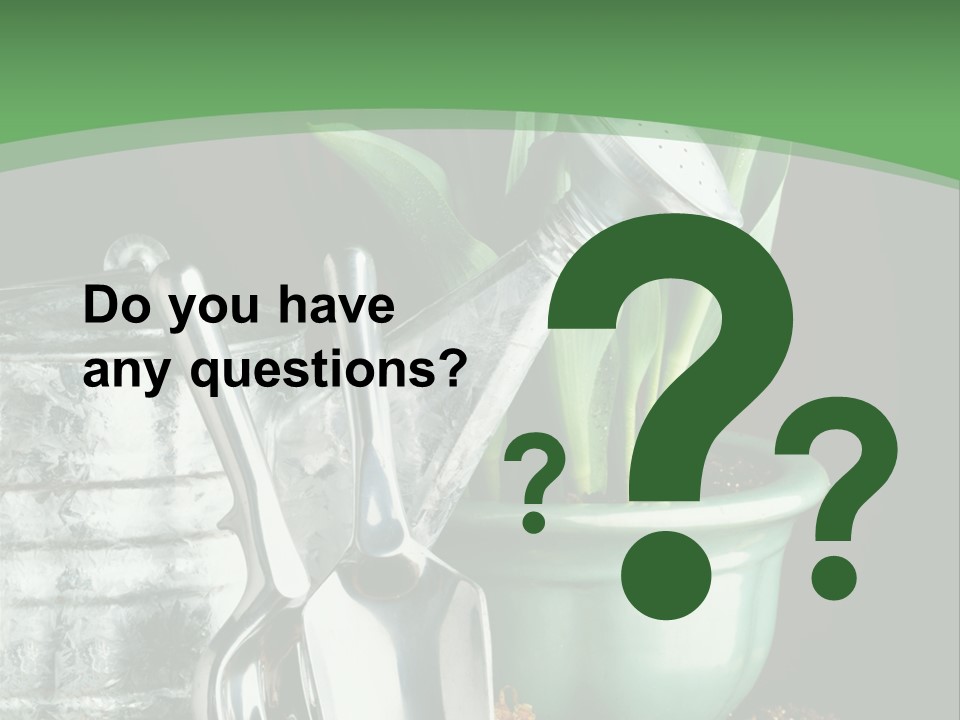 Gardening Tools With Flowering Bulbs In A Pot PowerPoint Template