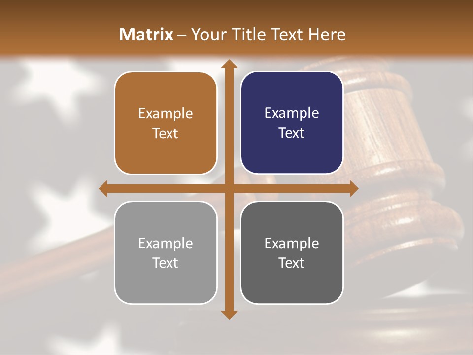 Judges Wooden Gavel With Stars Of Flag In Background. PowerPoint Template