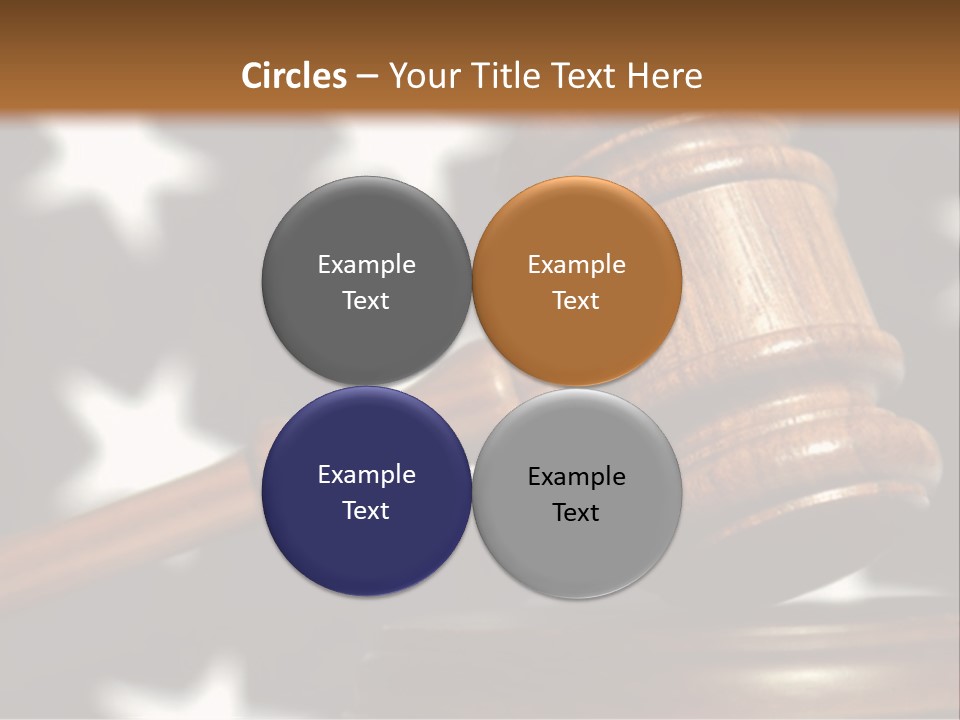 Judges Wooden Gavel With Stars Of Flag In Background. PowerPoint Template