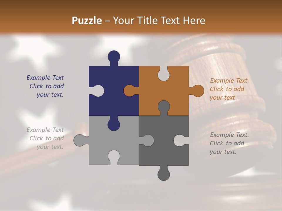 Judges Wooden Gavel With Stars Of Flag In Background. PowerPoint Template