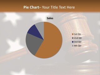Judges Wooden Gavel With Stars Of Flag In Background. PowerPoint Template