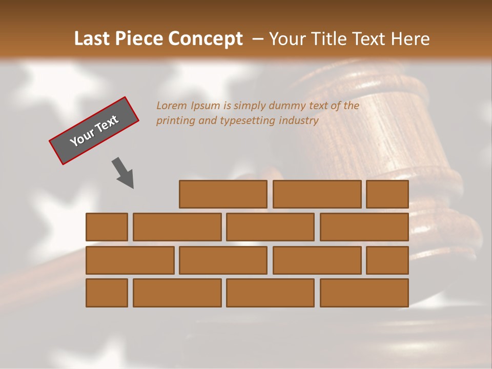 Judges Wooden Gavel With Stars Of Flag In Background. PowerPoint Template