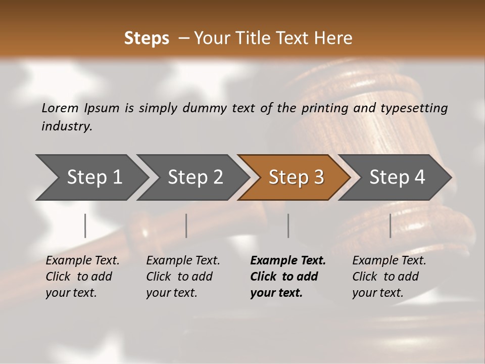 Judges Wooden Gavel With Stars Of Flag In Background. PowerPoint Template