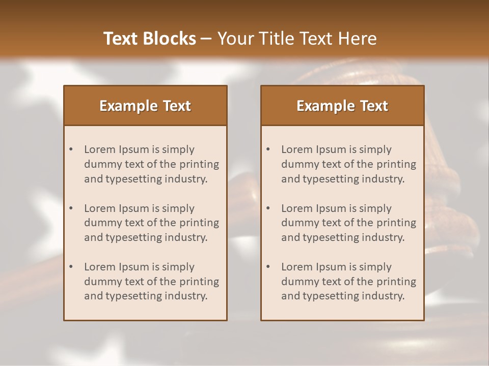 Judges Wooden Gavel With Stars Of Flag In Background. PowerPoint Template