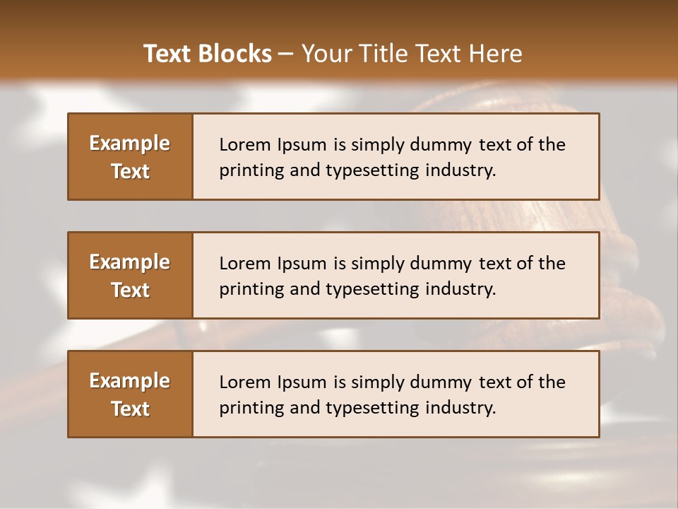 Judges Wooden Gavel With Stars Of Flag In Background. PowerPoint Template