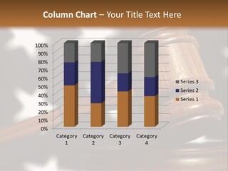 Judges Wooden Gavel With Stars Of Flag In Background. PowerPoint Template